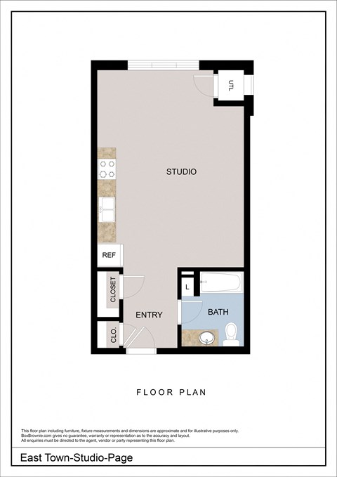 Floor plan for studio, 1 bath, 503 sqft